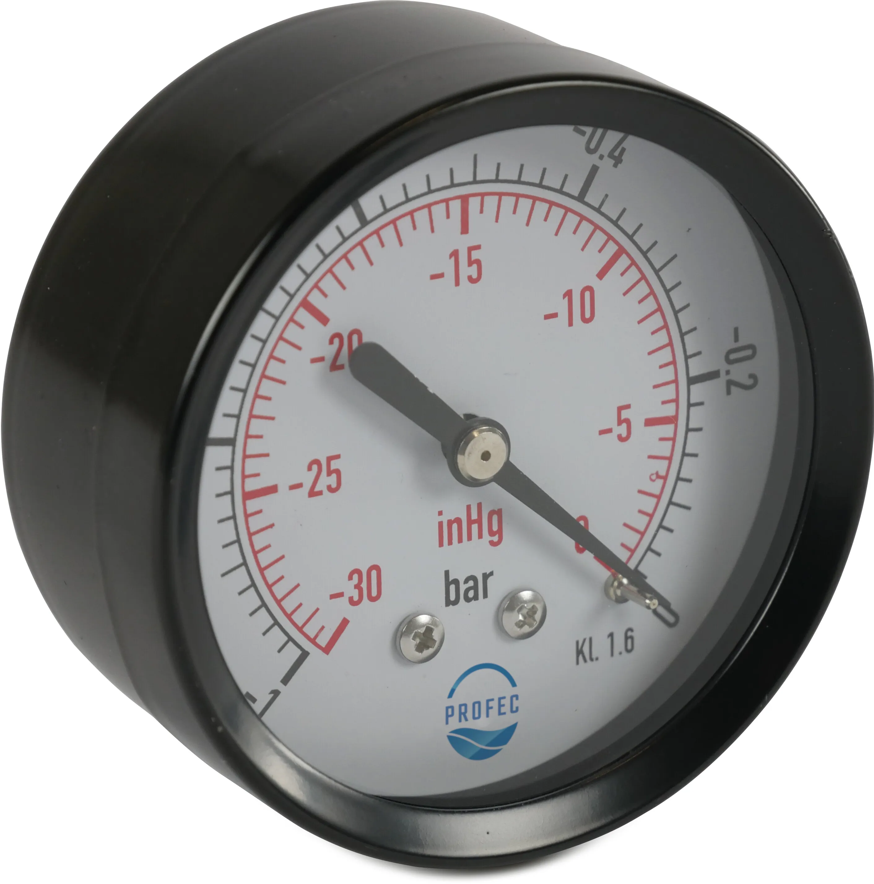 Profec Manometer 40 mm udvendig gevind 0 - 2,5bar sort type tør bagside tilslutning 1/8"