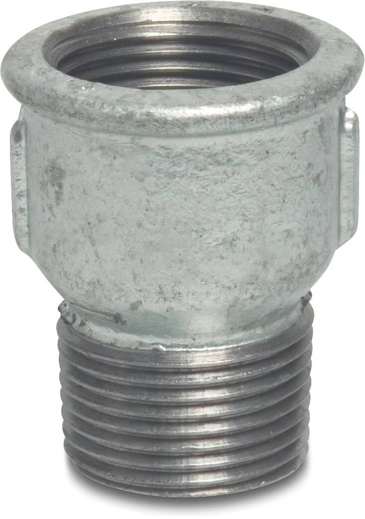 Profec Nr. 529A Socket cast iron galvanised 1/2" female thread x male thread 25bar DVGW