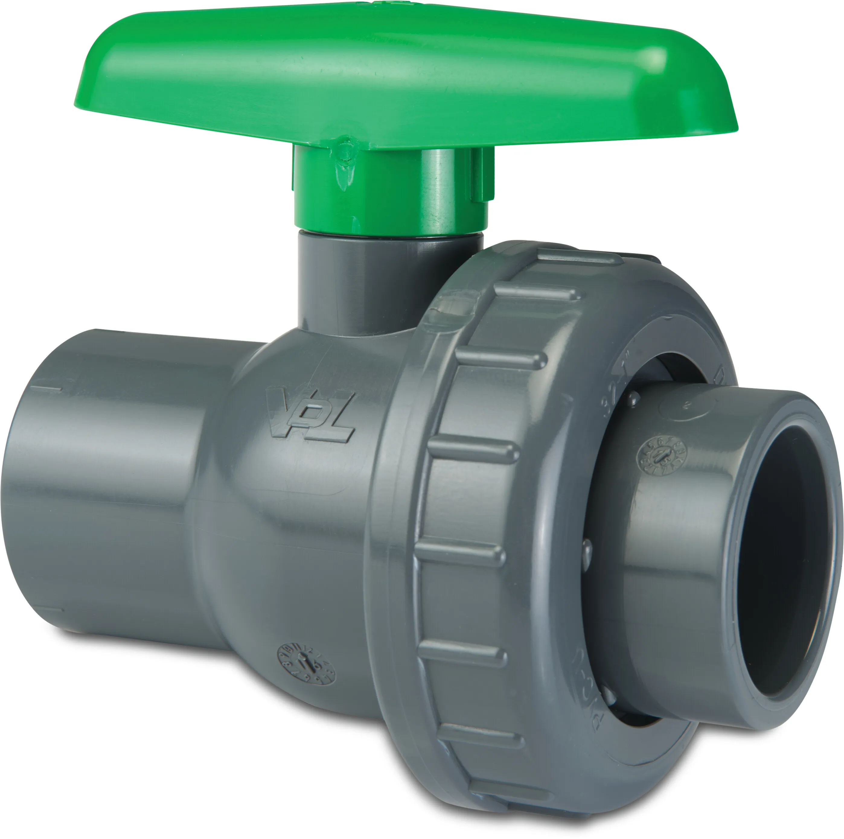 VDL Ball valve PVC-U 32 mm glue socket 16bar DN25 grey type EIL viton