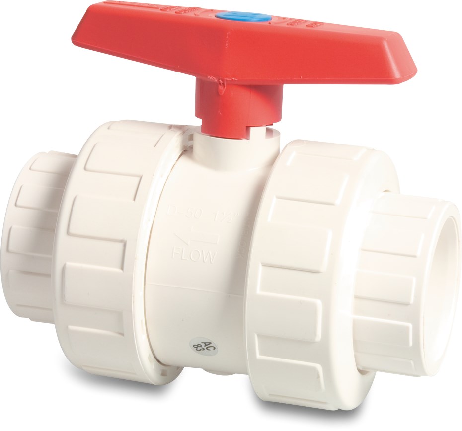 Profec Ball valve PVC-U 1 1/2" imperial glue socket 10bar white type Imperial 2000