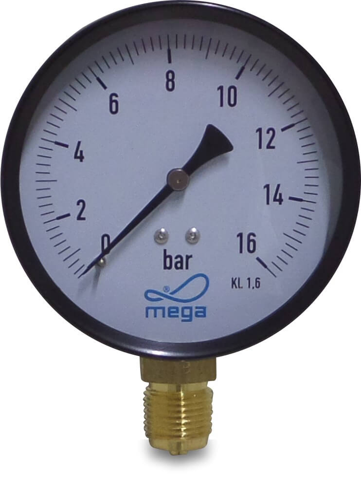 Profec Pressure gauge 100 mm male thread -1 - 1,5bar black type dry bottom connection 1/2"