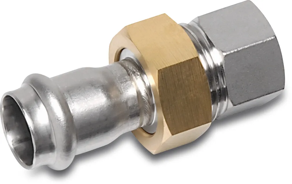 Bonfix Union adaptor stainless steel 316L 1/2" x 15 mm female thread x press 16bar DVGW/KIWA