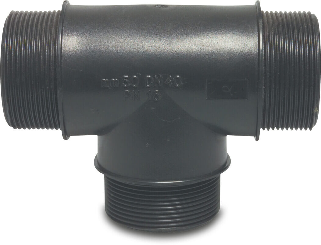 T-piece 90° PP 3/4" male thread 10bar black