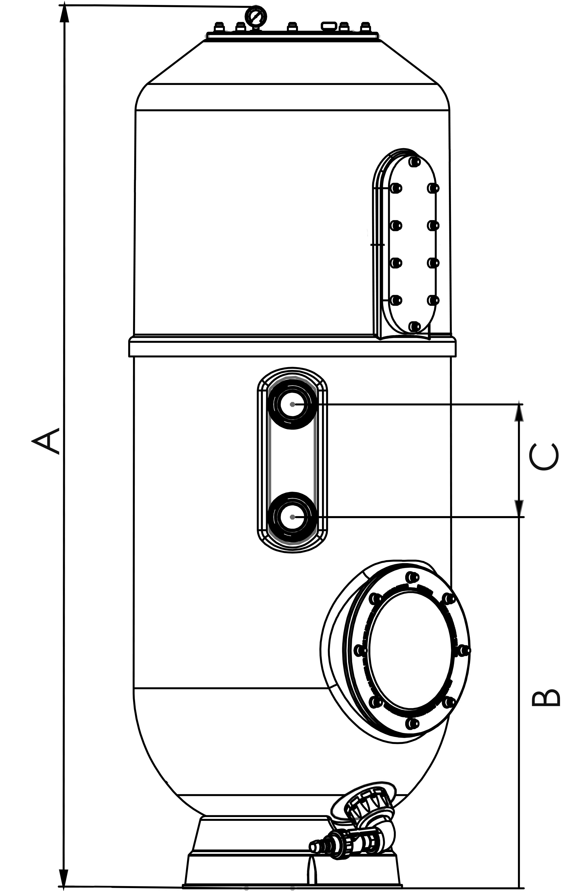 Norsup Pro 800 Hochschicht Filter Polyester glasfaserverstärkt 2" Klebemuffe Grau