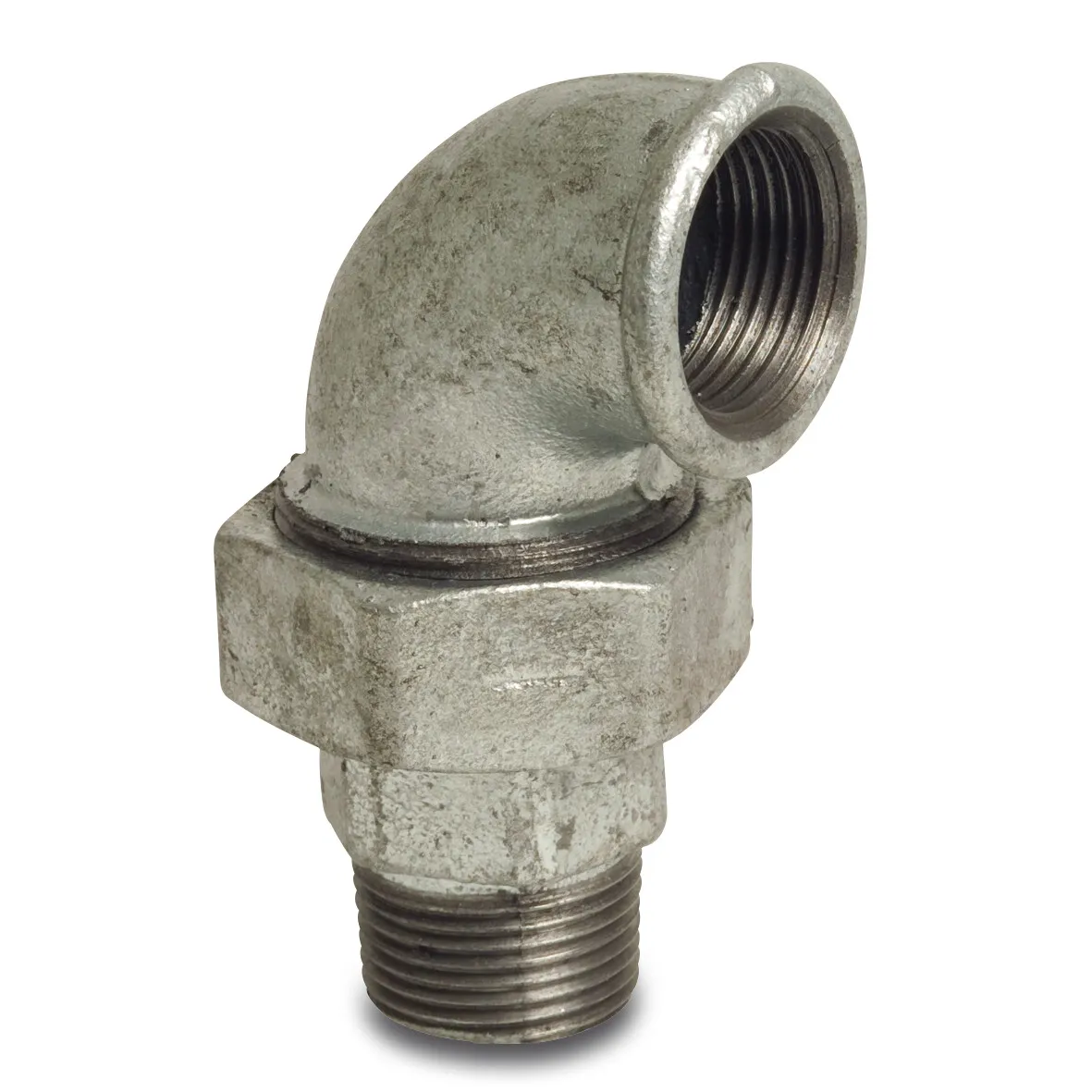 Profec Nr. 98 Union elbow 90° cast iron galvanised 2" female thread x male thread 25bar DVGW type conical