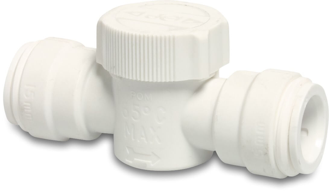 Speedfit Ball valve POM 15 mm push-in 10bar white DVGW/KIWA/WRAS