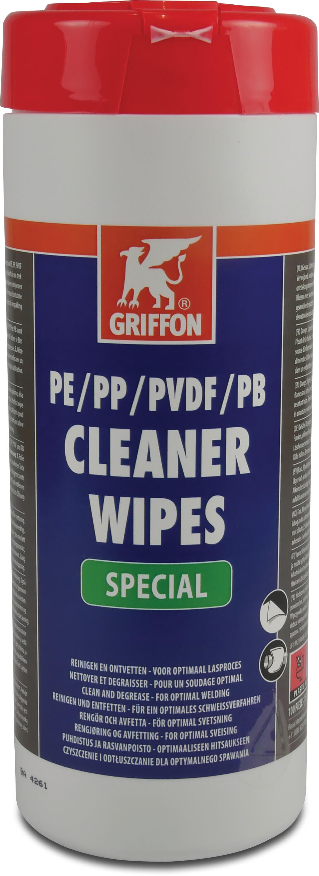 Griffon Cleaning wipes for PE/PP/PVDF/PB KIWA type NL/FR/EN/DE/SV/NO/FI/PL