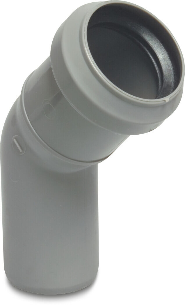 Drainage bend 45° PP 75 mm spigot x ring seal grey