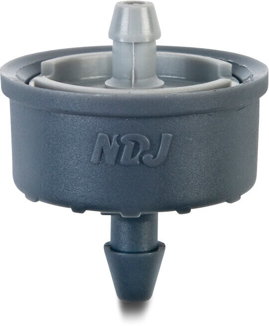 NaanDan Button dripper plastic 4 mm x 4/7 mm push-in x barbed 2ltr/h grey/brown type Click Tif, PC CNL
