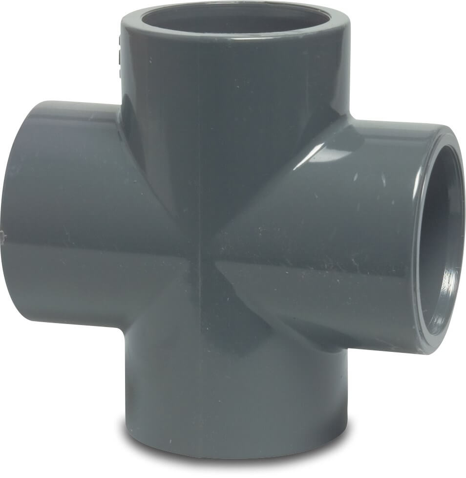 Profec Cross-piece PVC-U 20 mm glue socket 16bar grey