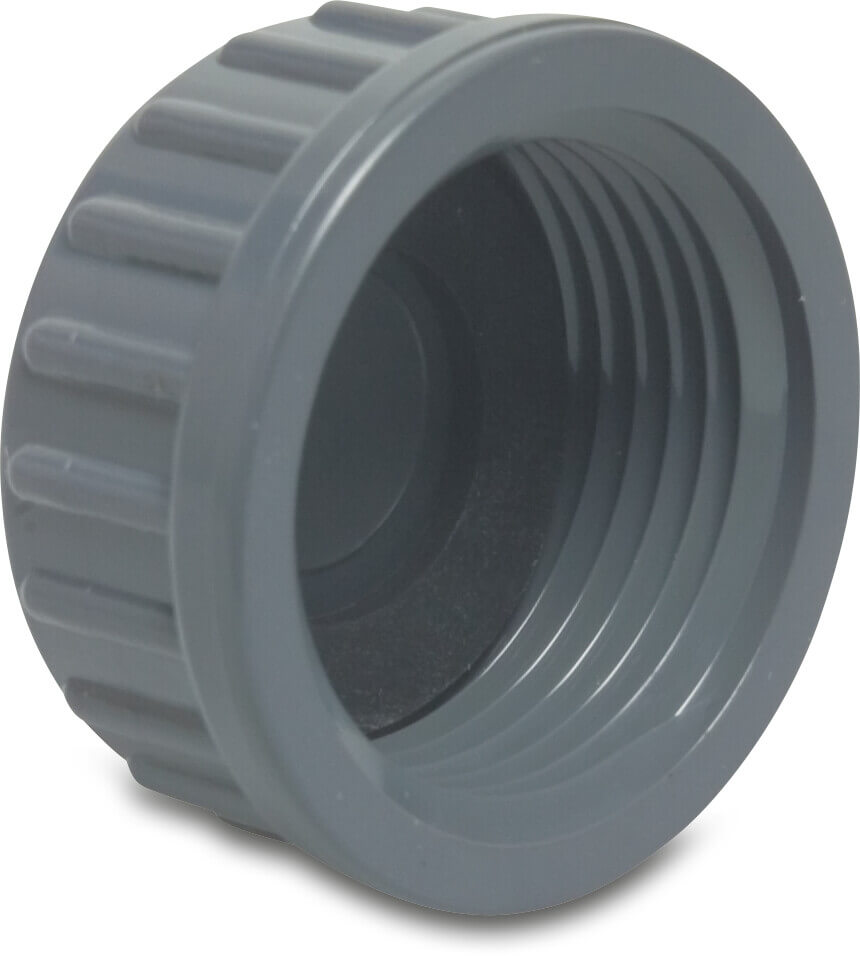 Profec Slutmuffe PVC-U 3/8" indvendig gevind 10bar grå type glat