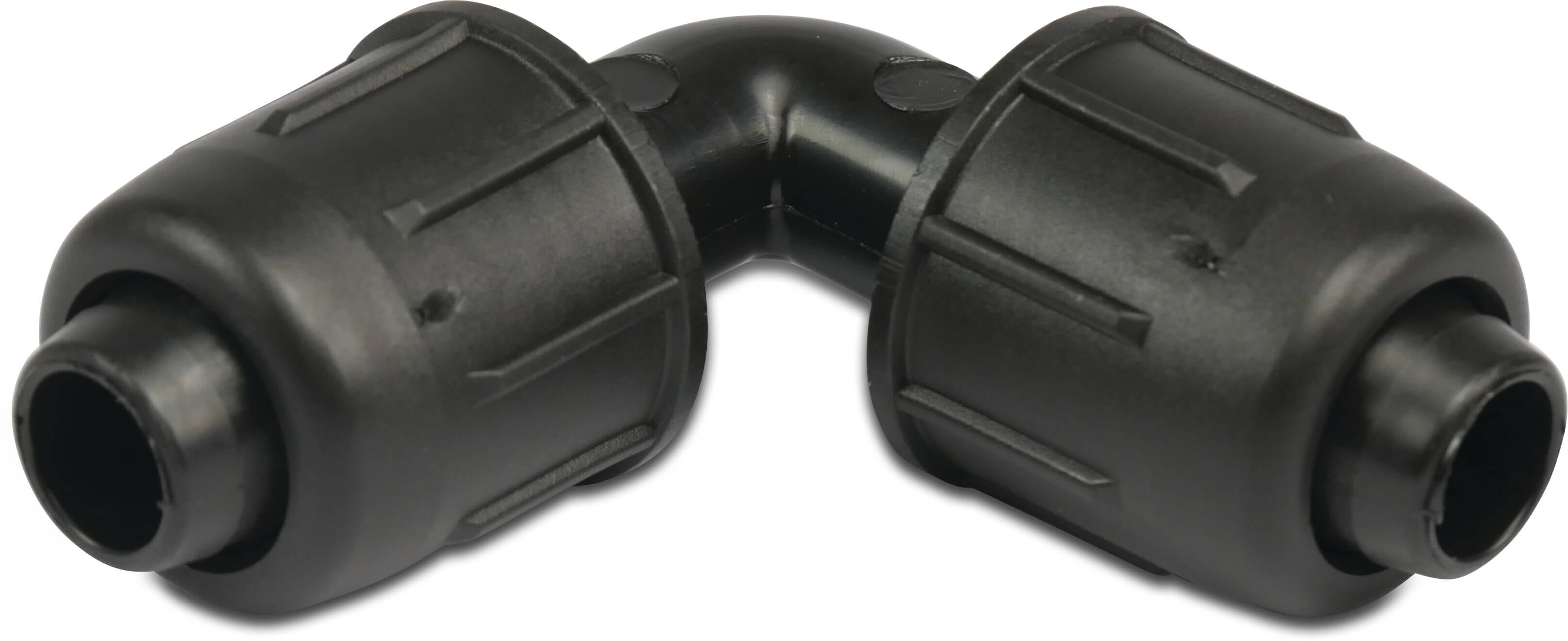 Winkel 90° PP 25 mm lock 4bar Schwarz