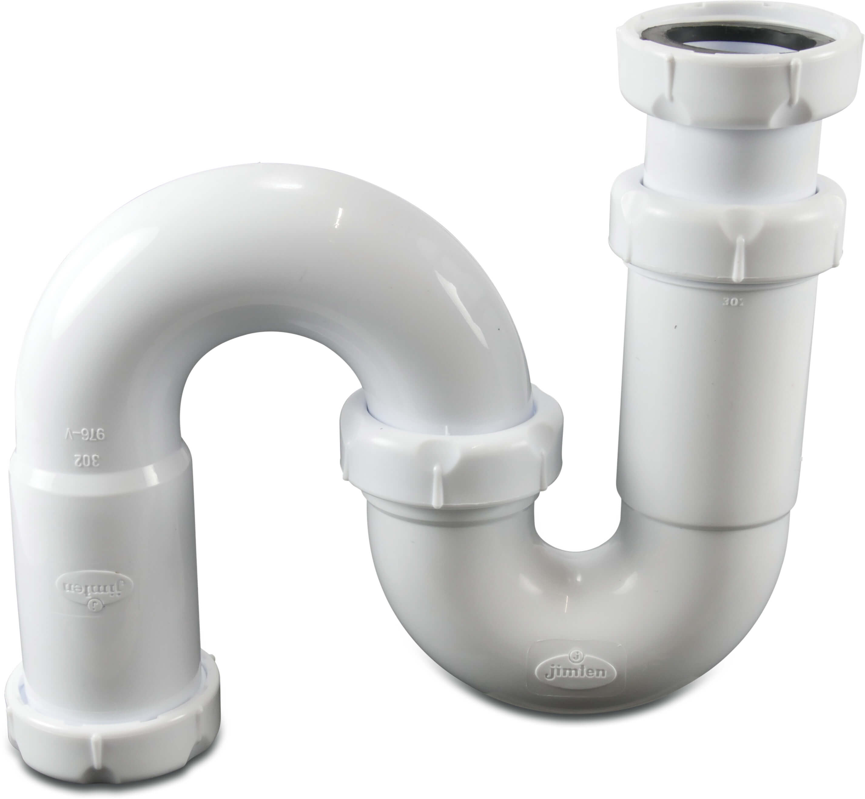 Siphon PP 1 1/2" x 40 mm Innengewinde x Schelle Weiß Typ S