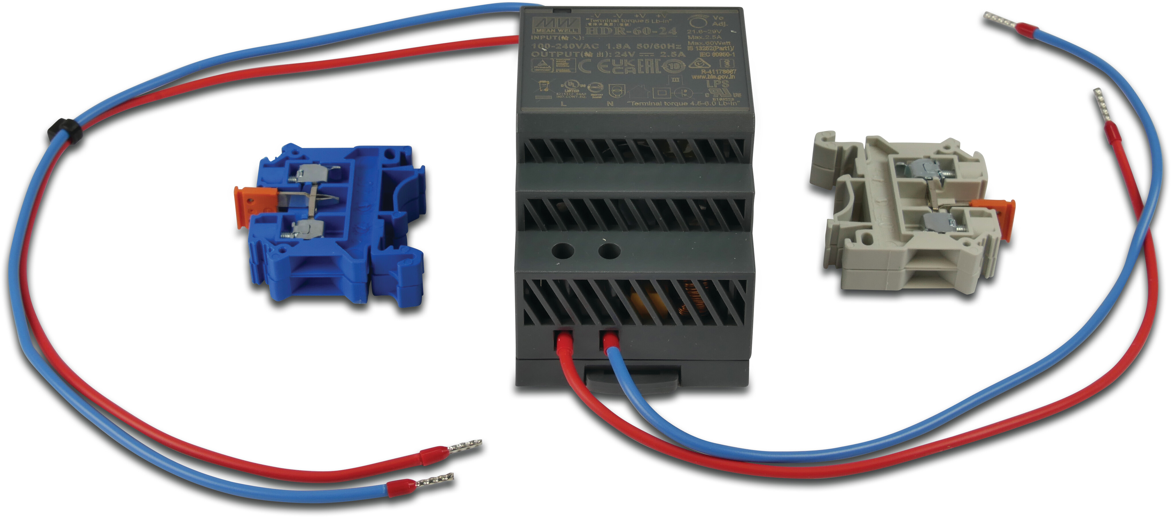 Transformer sæt til NorsupOne V2 24VDC 2,5A 60W inklusive tilslutningsterminaler, ledninger og tilbehør 2,5A 24VDC