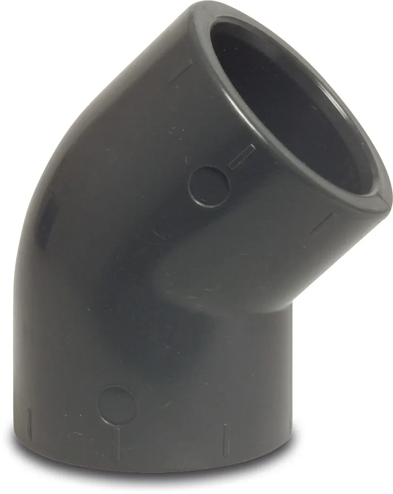 Elbow 45° PVC-U 50 mm glue socket 16bar grey