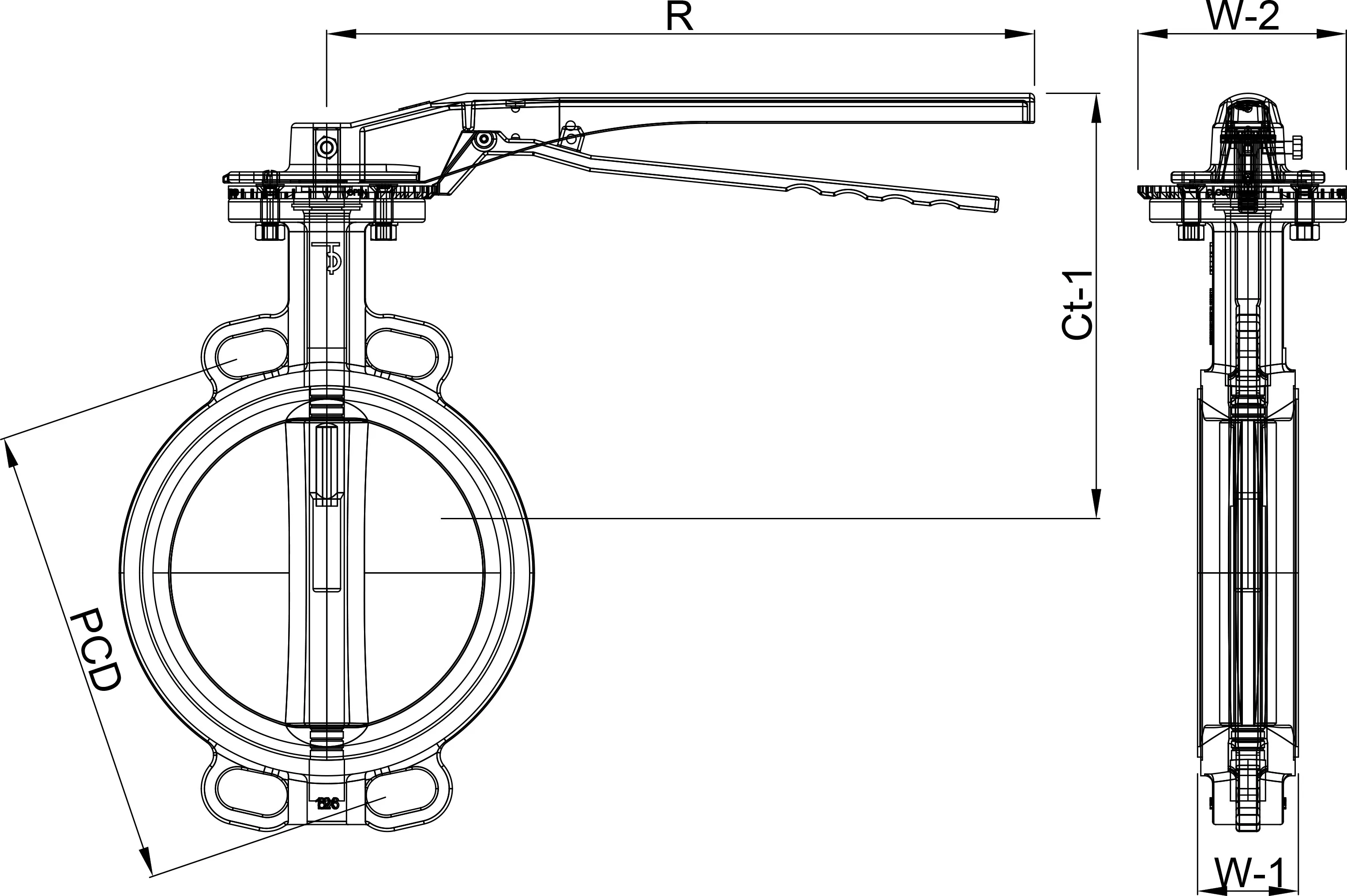 Profec Butterfly valve ductile iron (GGG40) epoxy coating DN50 flange 10bar DN50 blue PN6/10/16 type 600