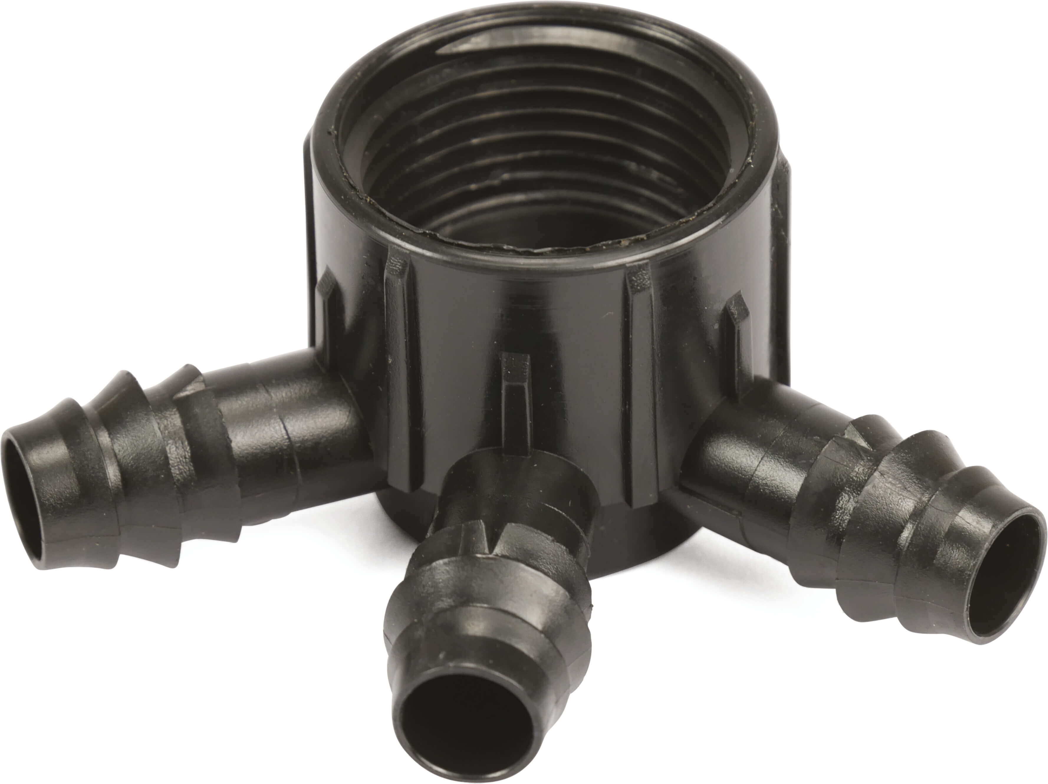 3-vägsfördelare POM 16 mm x 1" hulling x invändig gänga 4bar svart