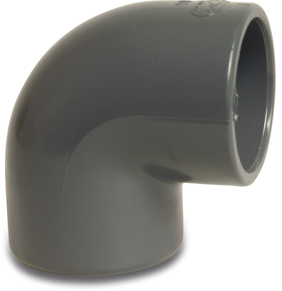 Profec Elbow 90° PVC-U 20 mm glue socket 16bar grey KIWA