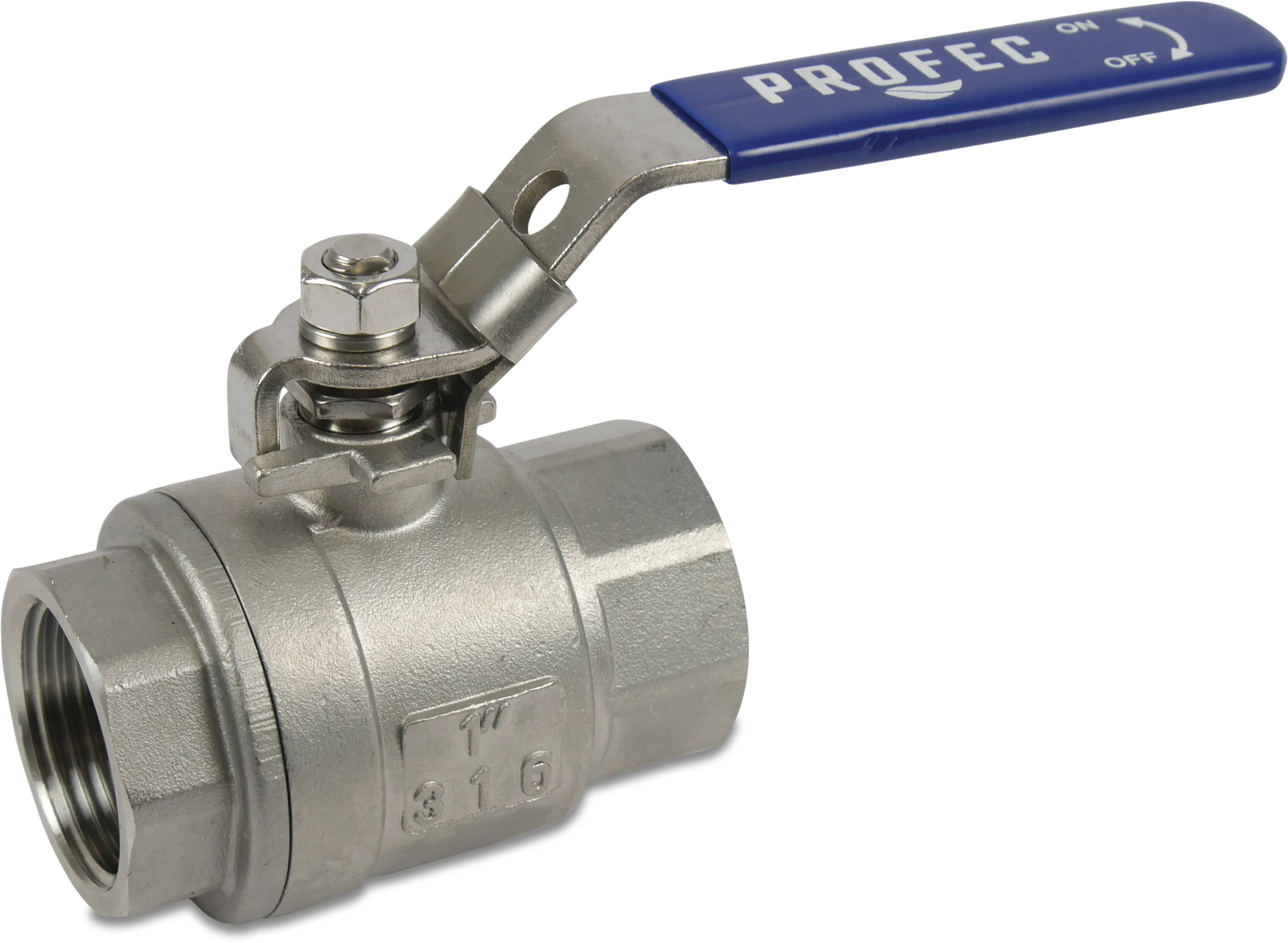 Profec 2-piece ball valve stainless steel 316 3" female thread 64bar