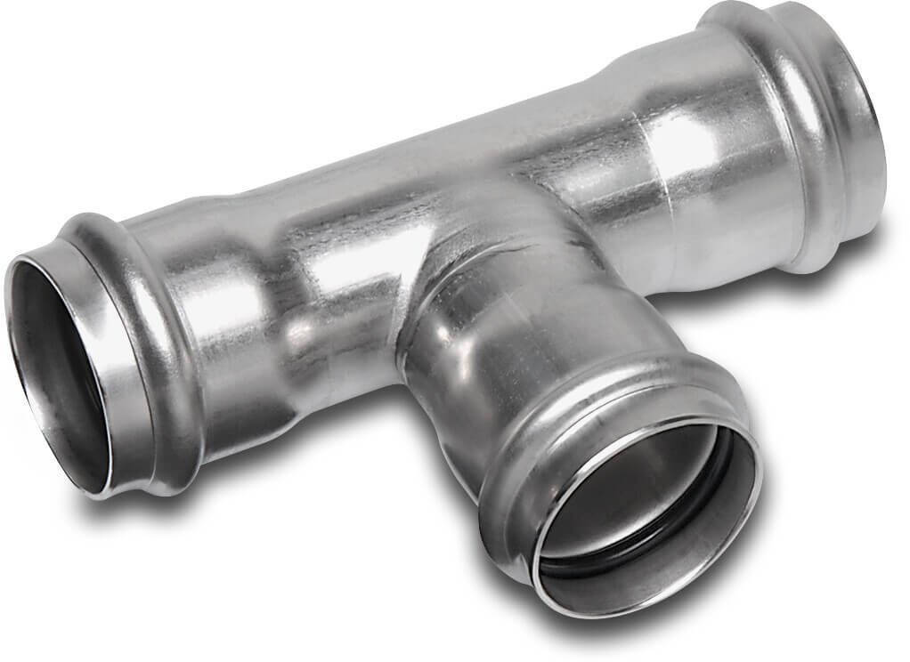 Bonfix T-Stück 90° Edelstahl 316L 22 mm Pressmuffe KIWA