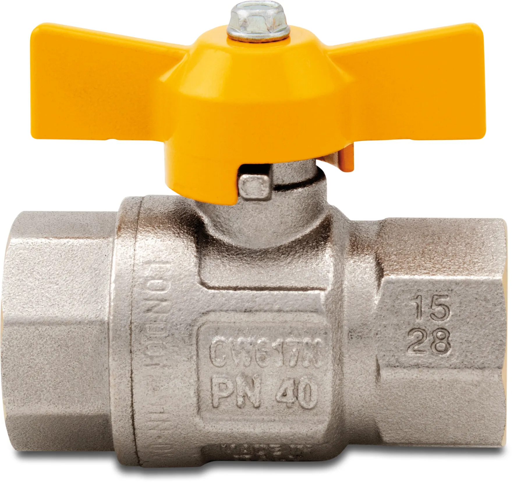 Itap Ball valve brass nickel plated 1/4" female thread 5bar DN10 DVGW type 068