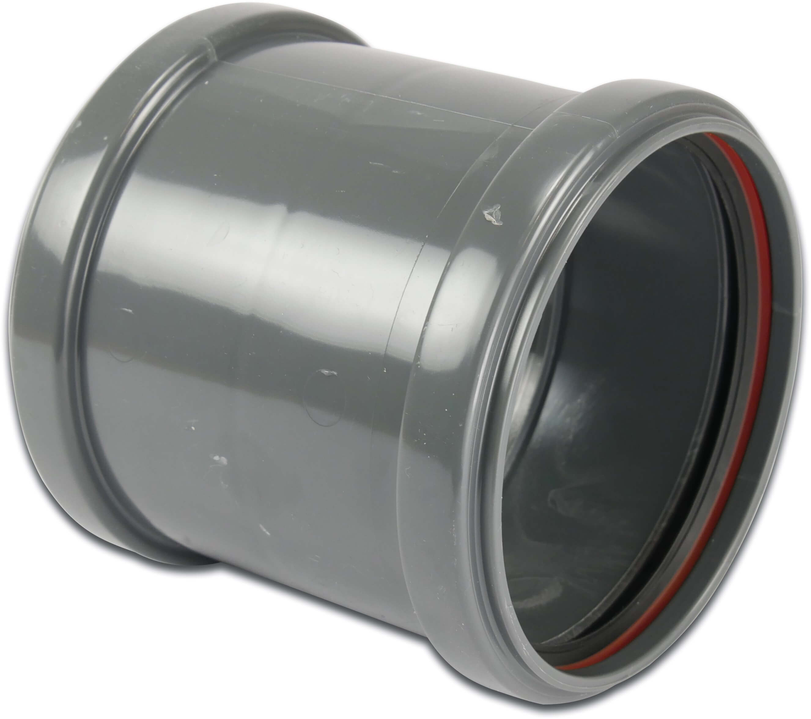 Drainage socket PVC-U 110 mm SN4 ring seal DN100 grey KOMO/BENOR