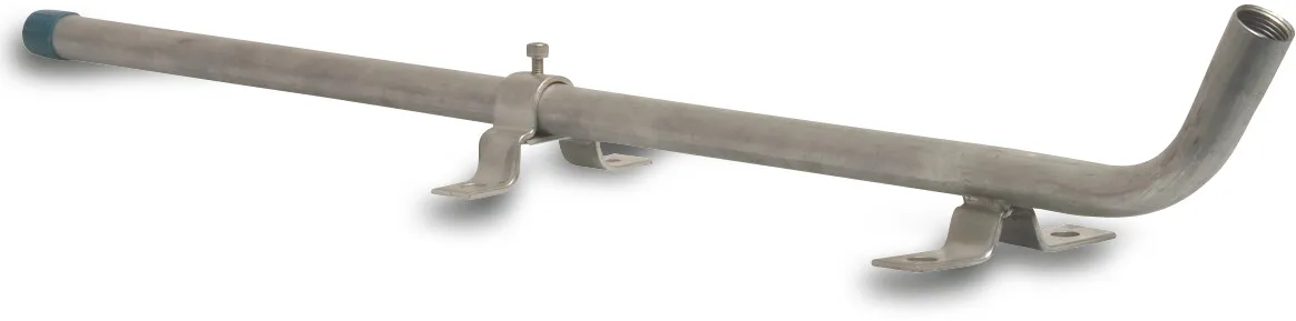 Tränkennippelhalter 30° Edelstahl 304 1/2" Außengewinde x Innengewinde 750 mm Typ verstellbarer Befestigungslasche
