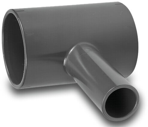 VDL T-Stück 90° PVC-U 40 mm x 32 mm x 40 mm Klebemuffe x Stutzen x Klebemuffe 10bar Grau