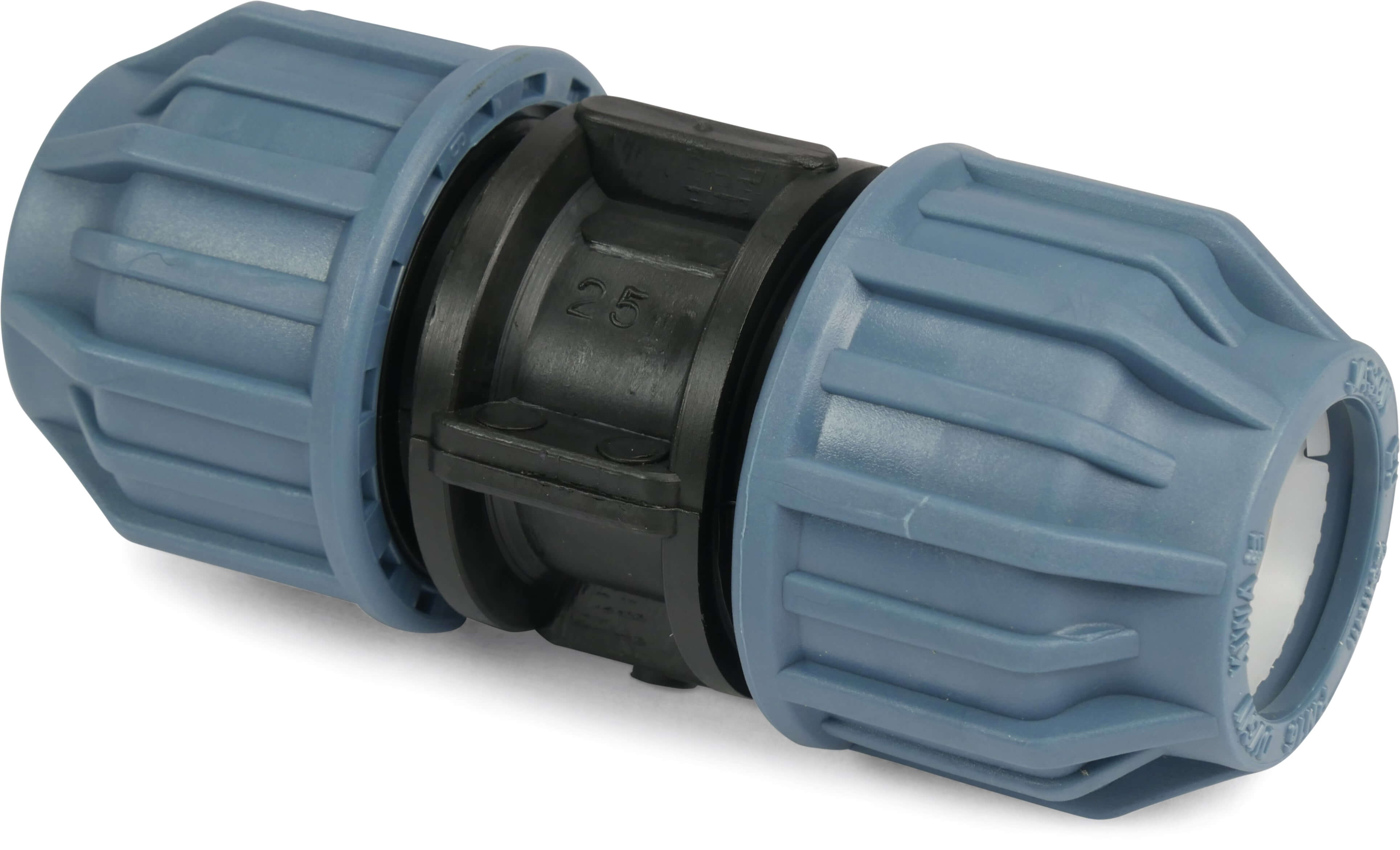 Jason Repair coupler PP 25 mm compression 16bar black/blue DVGW/KIWA/WRAS/SVGW