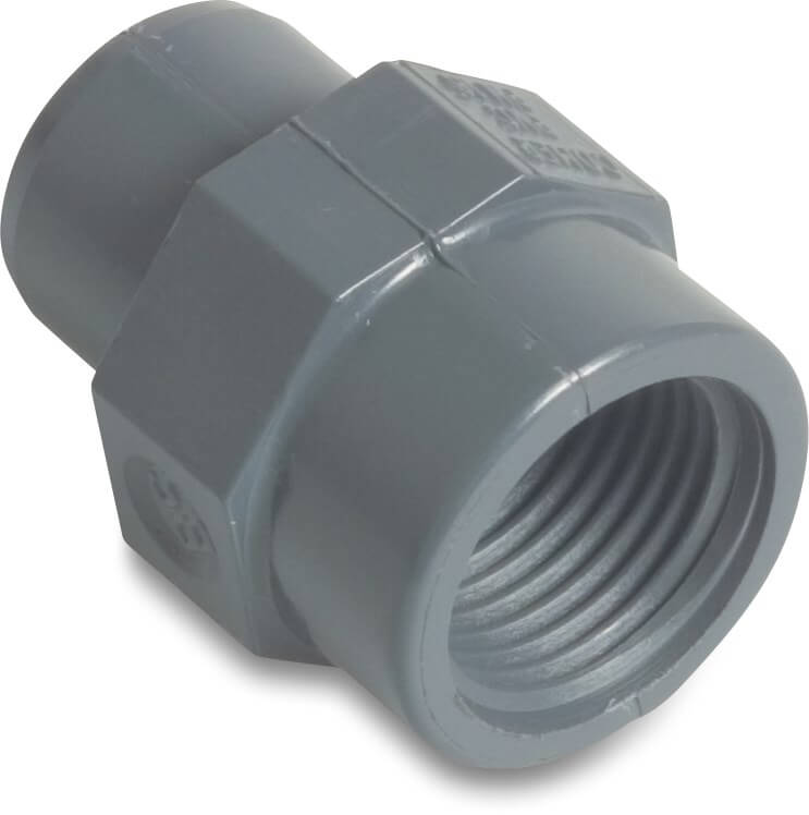 Profec Adaptor spigot PVC-U 1" x 1" imperial glue spigot x female thread 10bar grey