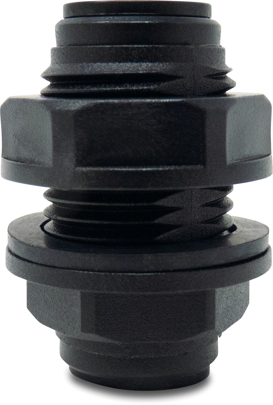 Bulkhead fitting POM 4 mm push-in 20bar black WRAS type with gasket