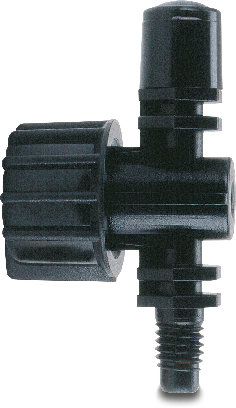 Mini sprinkler plastic 6 mm barbed 180° black type XS-180