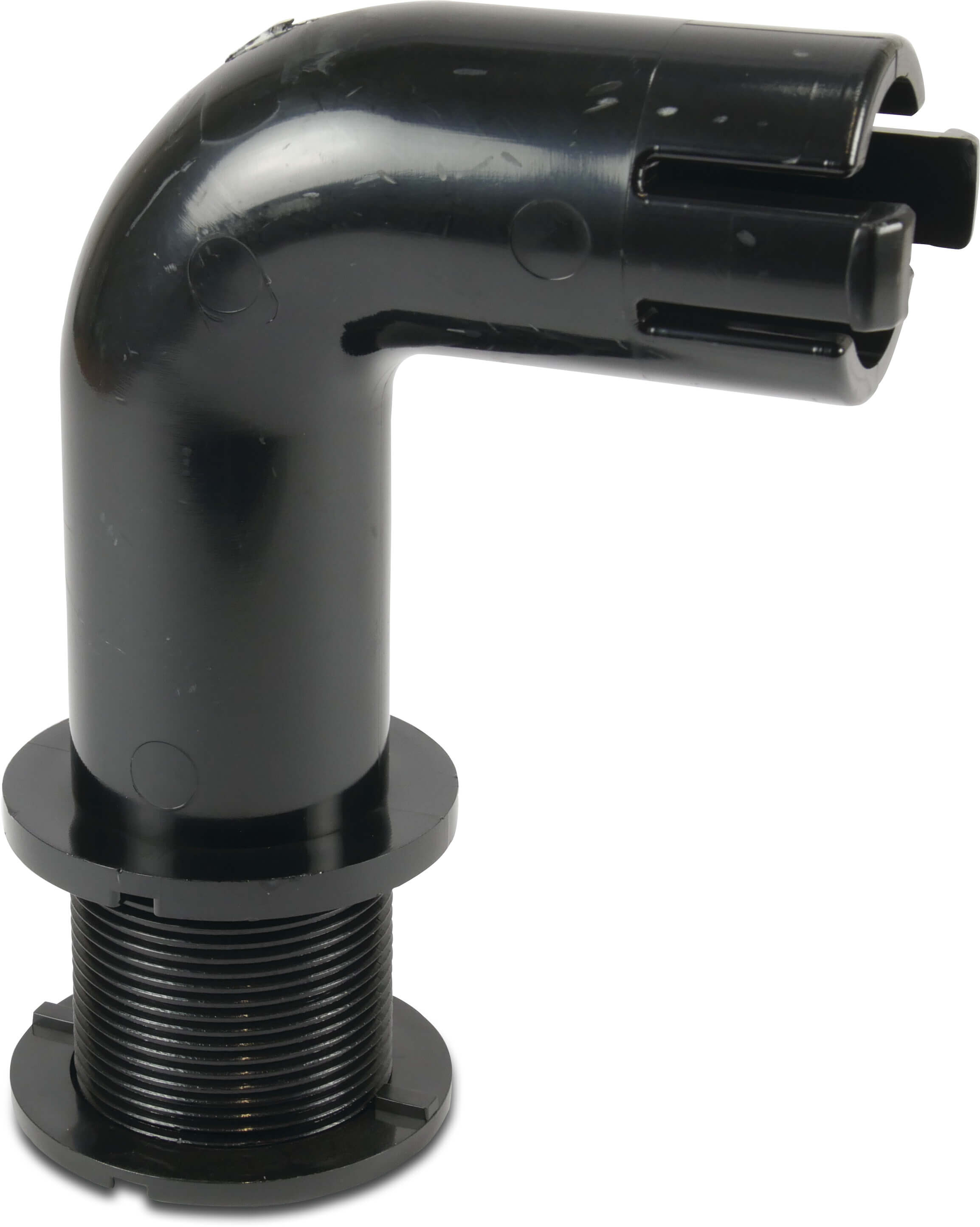 Elbow curve inside DN50 with hooks - 1 1/2"- type S450 - ABS black