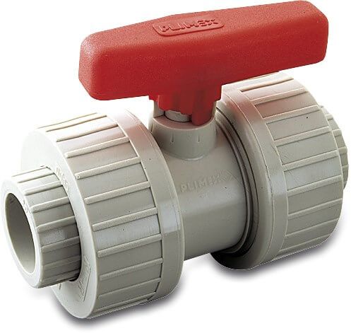 Ball valve PP 1/2" female thread 10bar DN15 cream