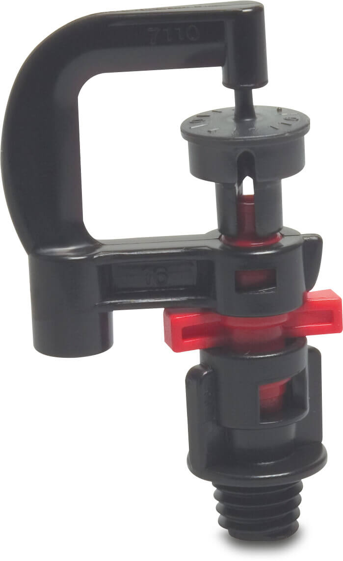 NaanDan Micro sprinkler plastic 3/8WW male thread 1,3 mm 360° green type Hadar 7110, medium range rotor