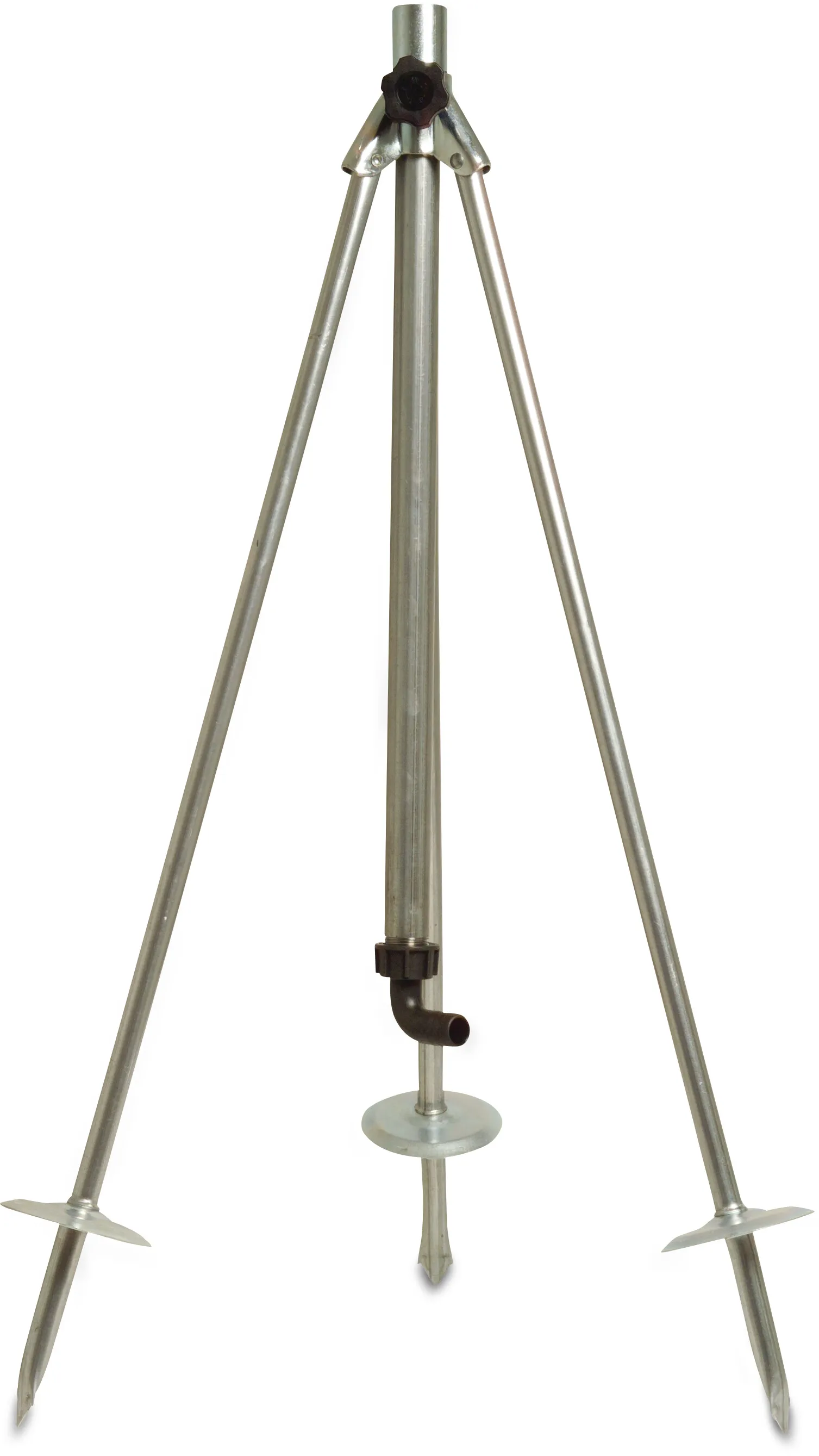 Tripod steel galvanised 1 1/2" x 38 mm male thread x hose tail