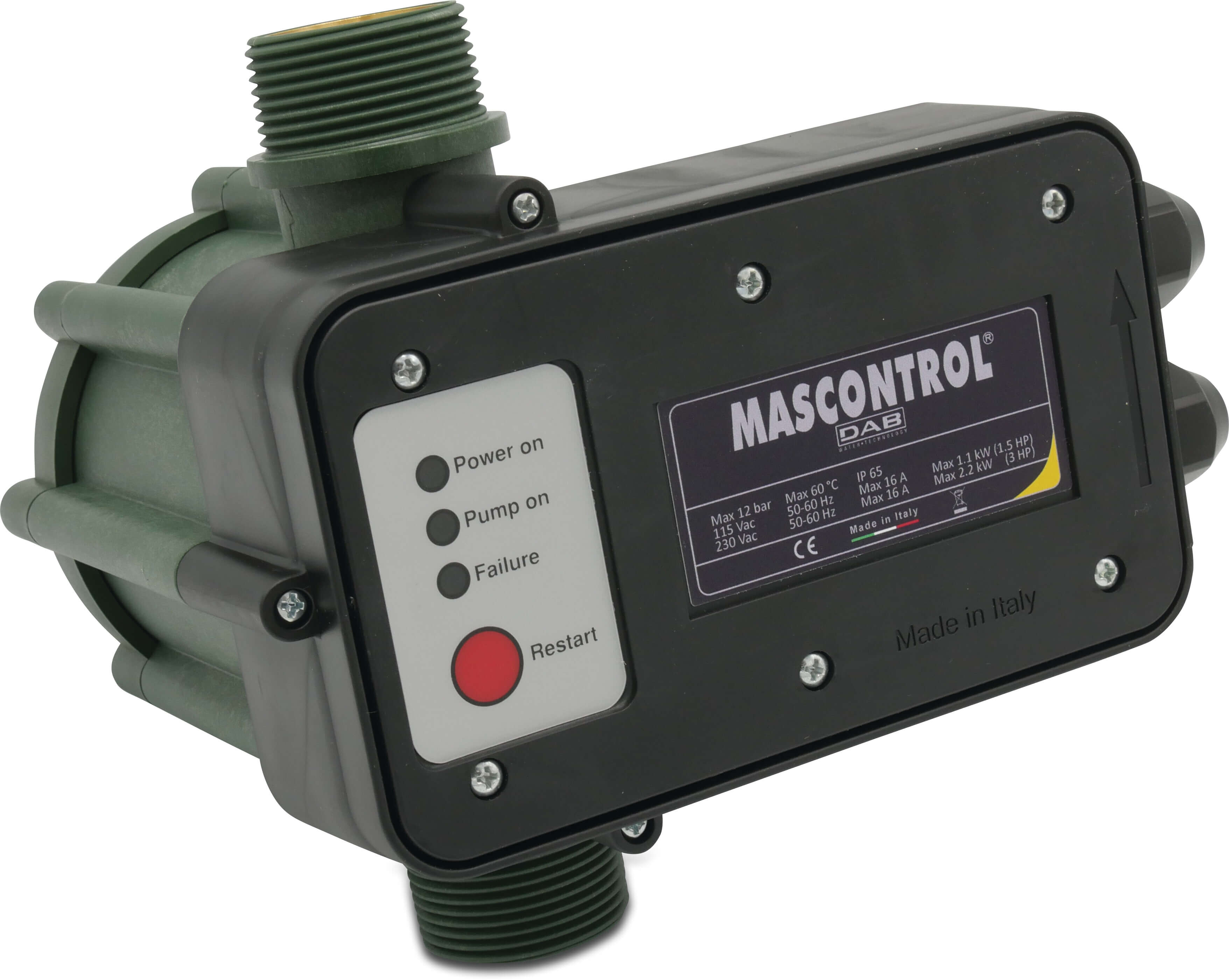 DAB Press control mit Trockenlaufschutz 1 1/4" Außengewinde 230VAC Grün Typ Mas Control ohne Kabel