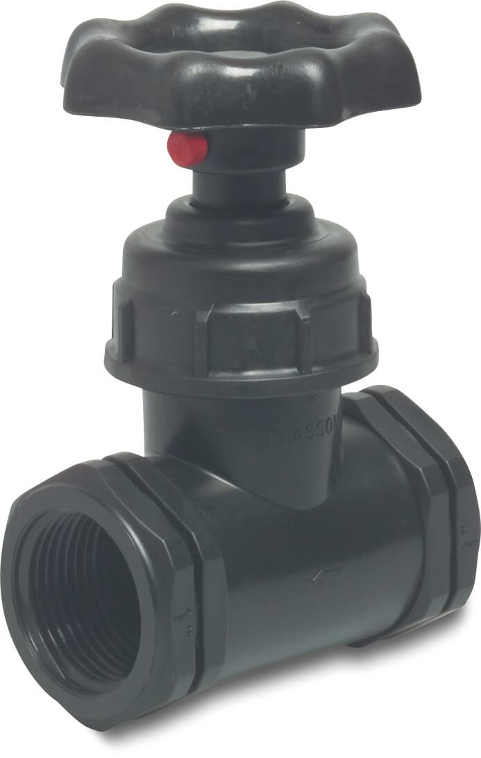 Gate valve PP 3/4" female thread 10bar black