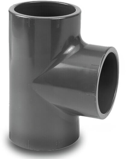 VDL T-Stück 90° PVC-U 32 mm Klebemuffe 16bar Grau KIWA