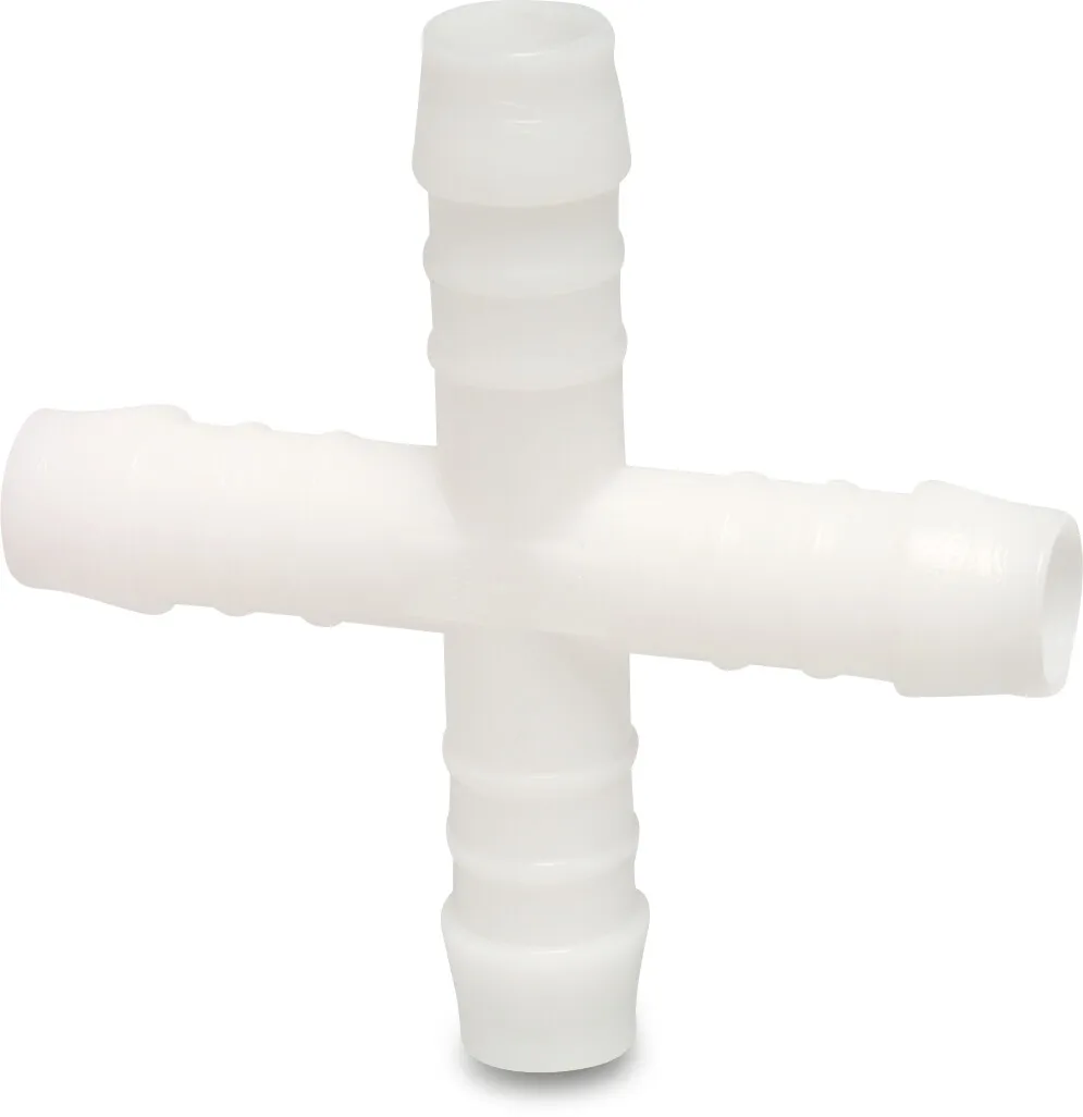 Hose tail cross-piece nylon 6 mm hose tail 10bar white