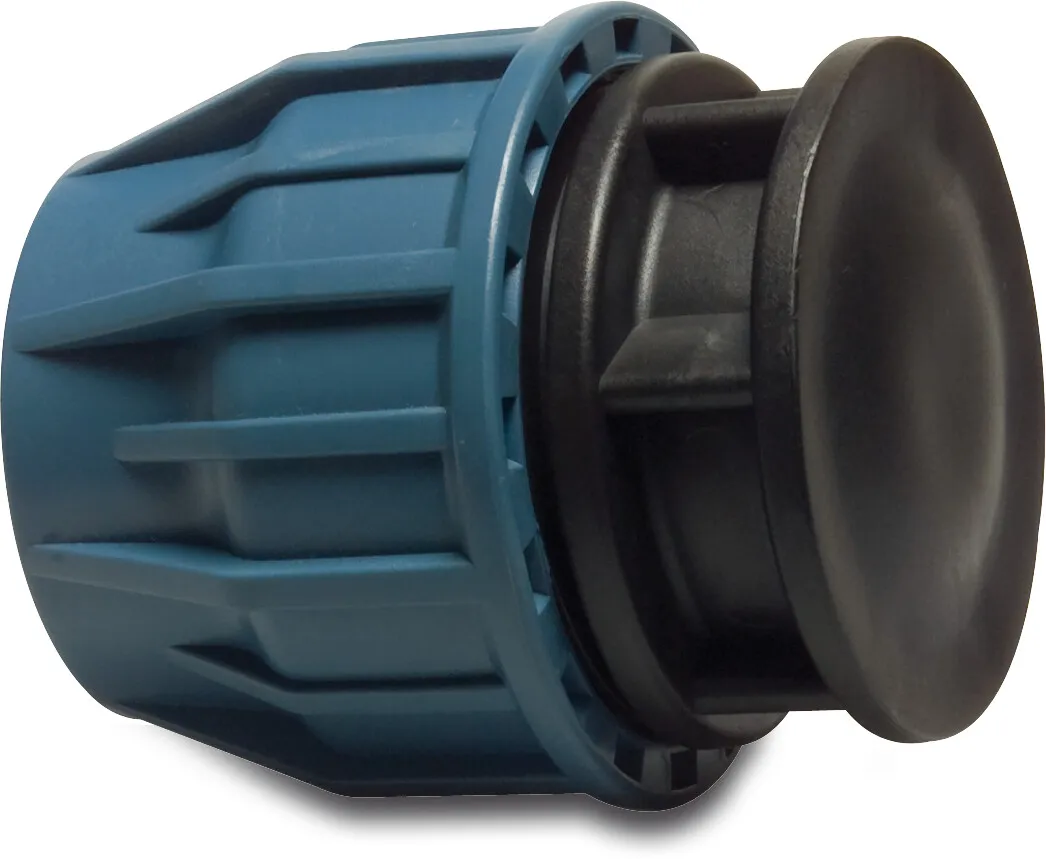 Jason Cap PP 32 mm compression 16bar black/blue DVGW/KIWA/WRAS/SVGW