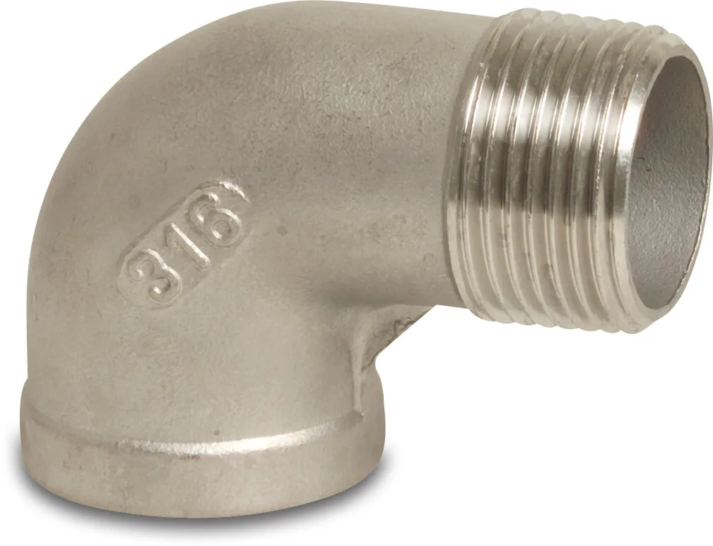 Profec Nr. 92 Vinkel 90° rustfri stål 316 1/2" indvendig gevind x udvendig gevind 16bar