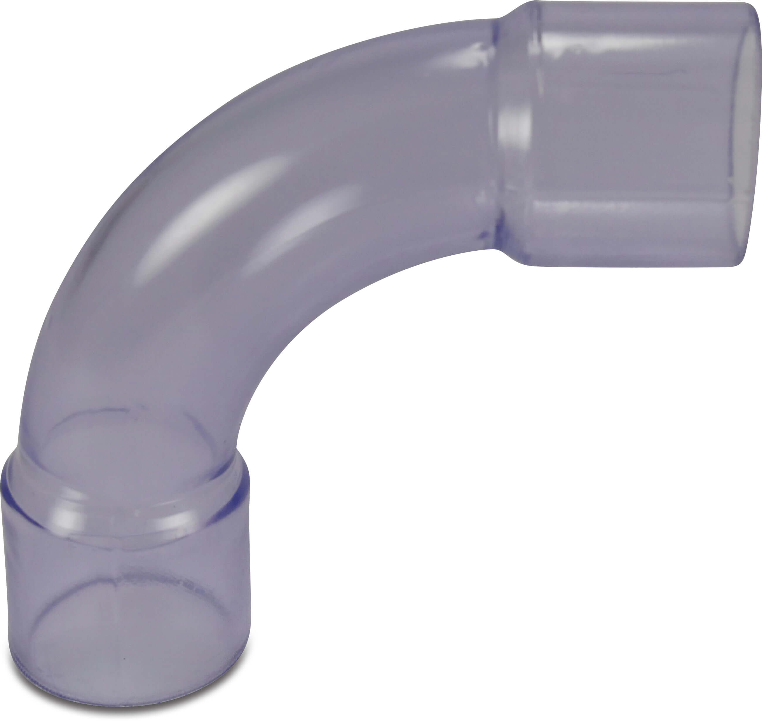 Profec Lang bøjning 90° PVC-U 63 mm limmuffe 10bar transparent type ekstruderet