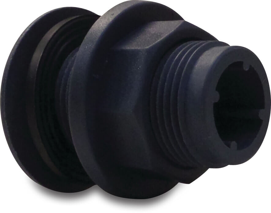 Traversée de paroie PP 1/2" filetage mâle 6bar gris