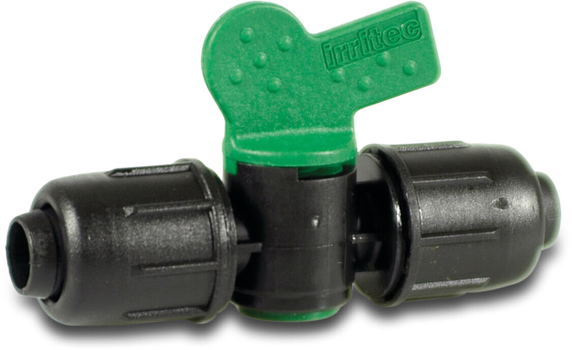 Absperrhahn PP 16 mm lock 4bar Schwarz/Grün