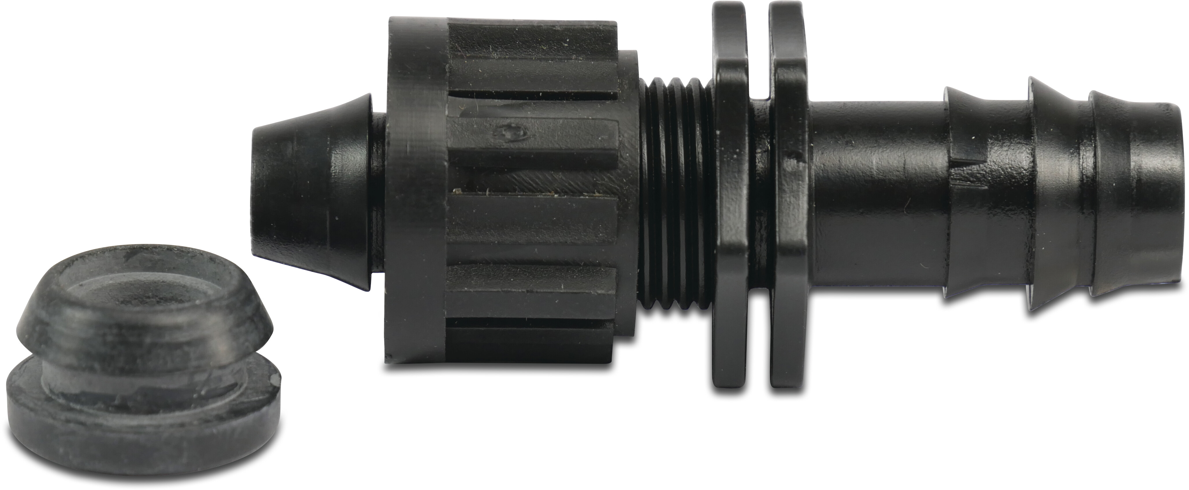 Branch connector with rubber ring POM 4bar push-in x barbed black adjustable