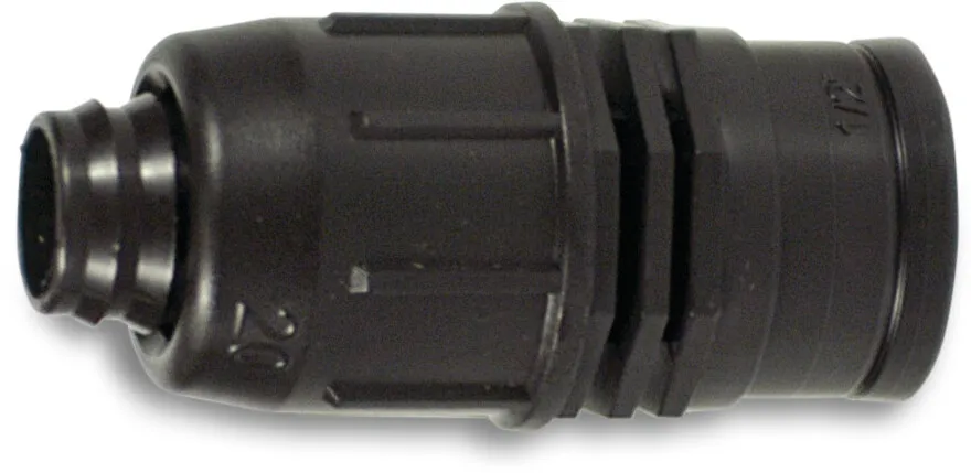 Adaptor PP 25 mm x 1" lock x female thread 4bar black