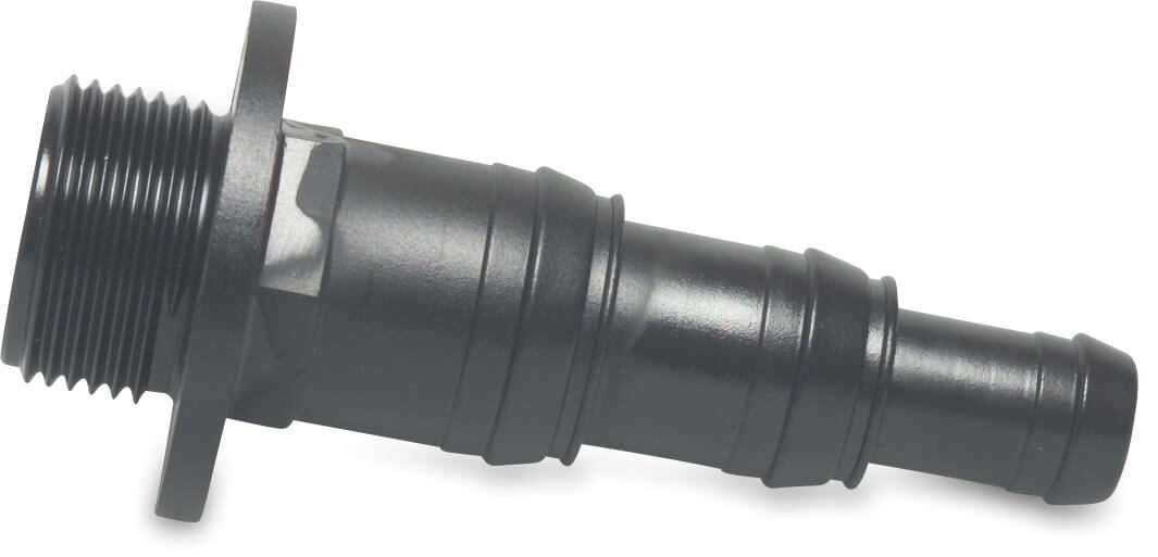 Hose tail adaptor PP 3/4" x 12-19-25 mm male thread x hose tail 6bar black type rec