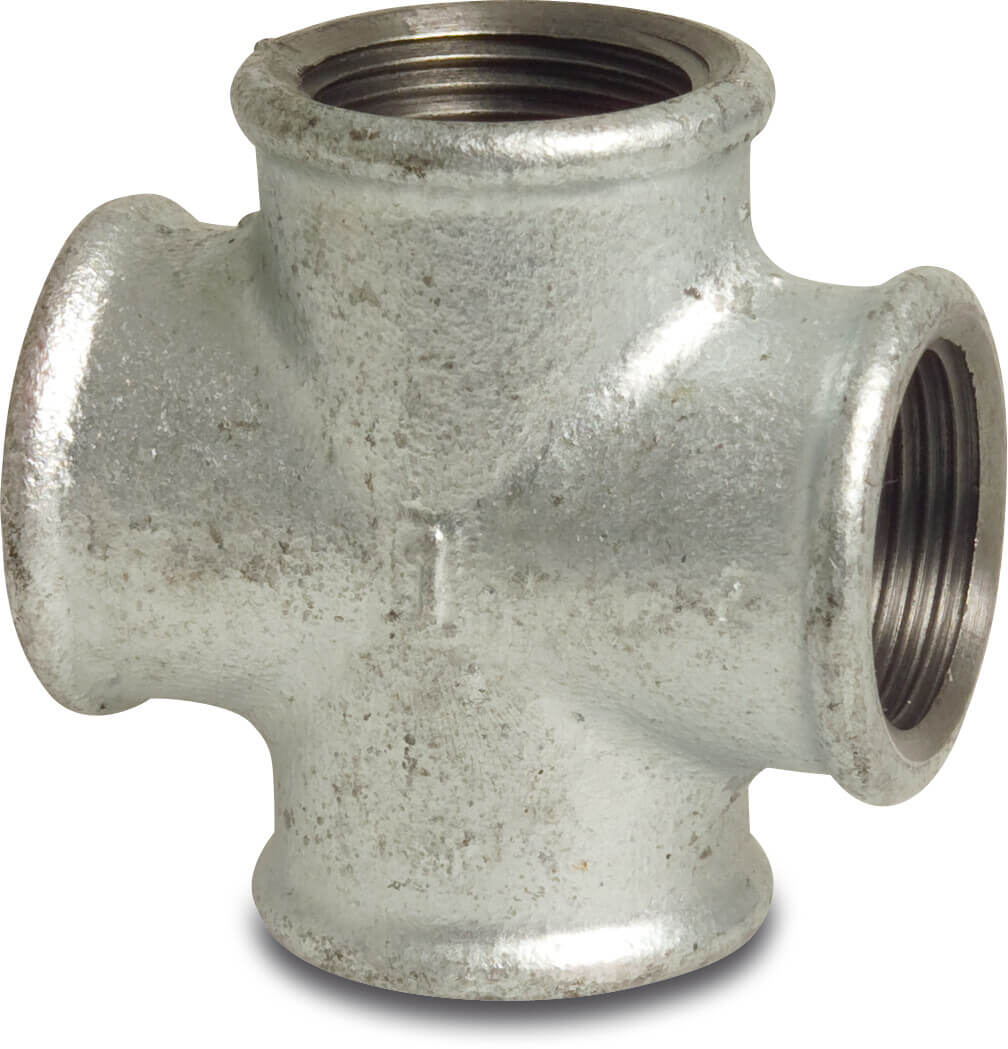 Profec Nr. 180 Cross-piece cast iron galvanised 1" female thread 25bar DVGW