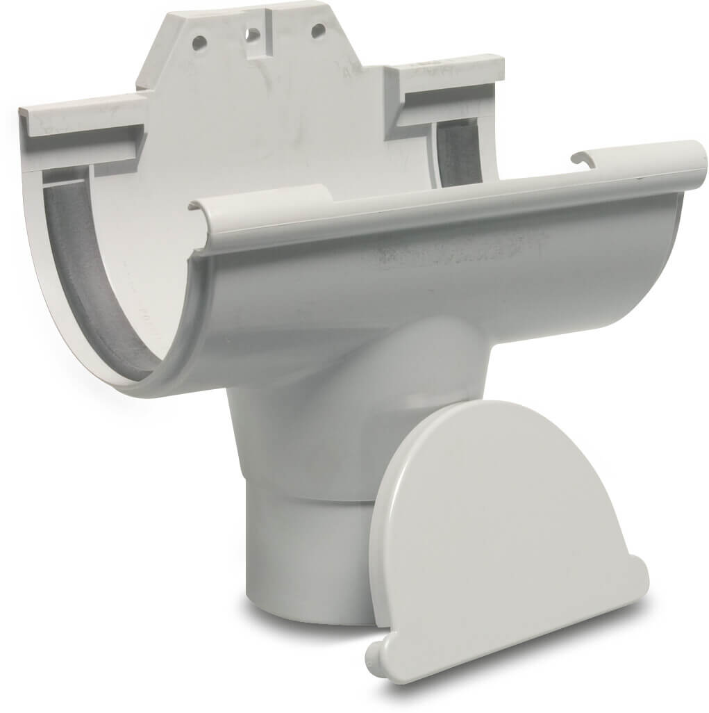 Rinnenendstück PVC-U 115 mm x 80 mm Steckmuffe x Reduziert Grau Typ Universal
